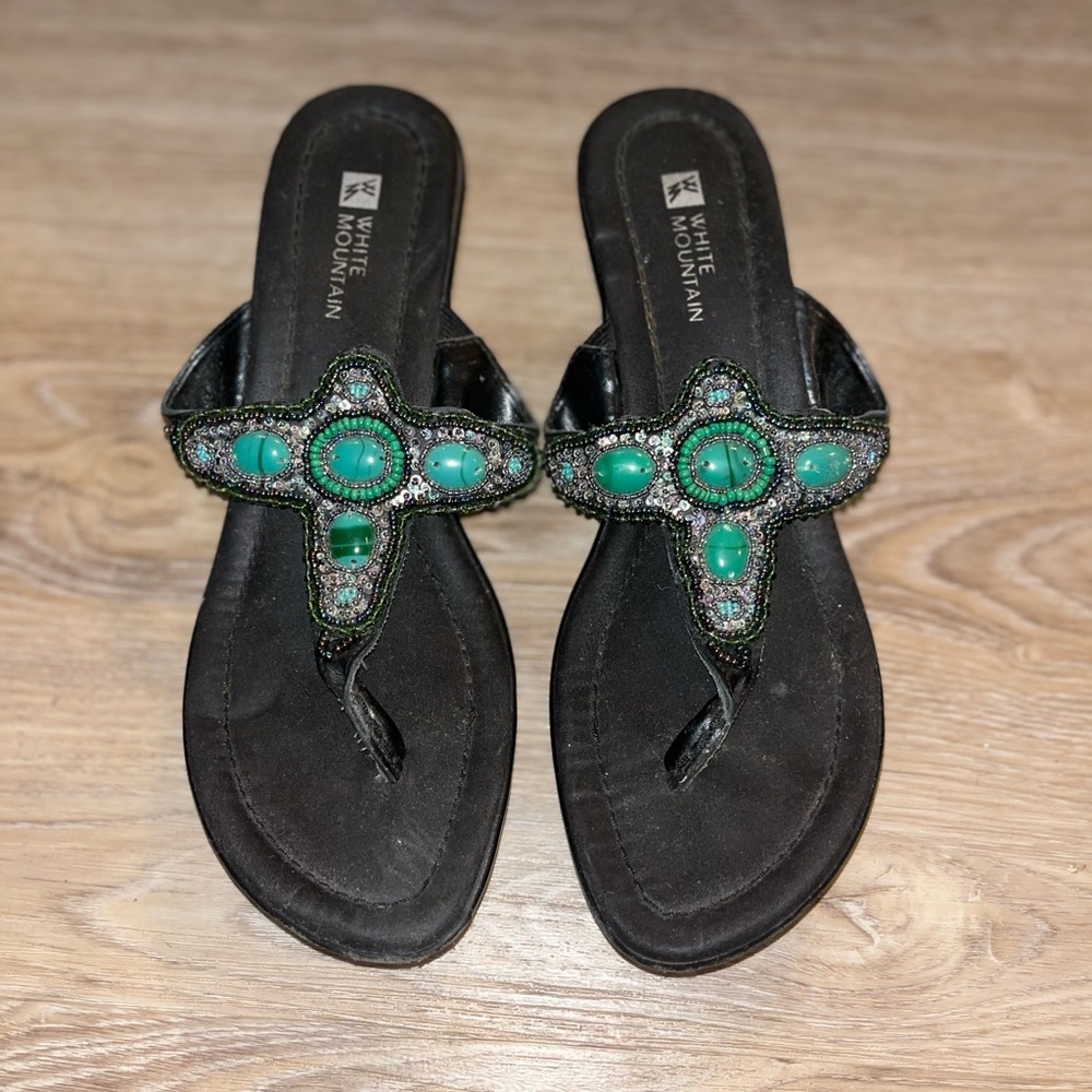 White Mountain Embellished Sandals Sz 8